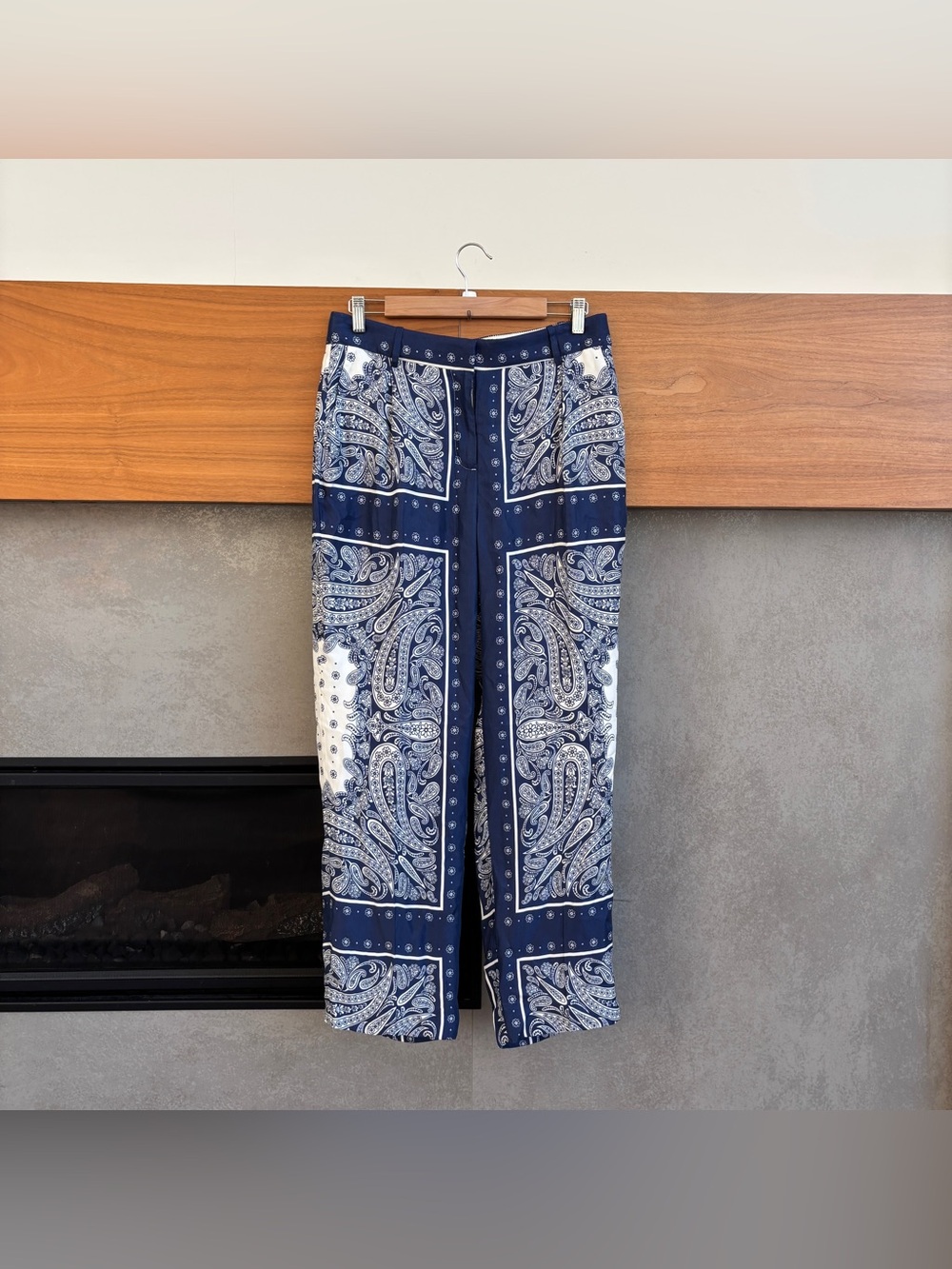 J. Crew Collection straight-leg drapey cupro-blend pant in paisley scarf print,